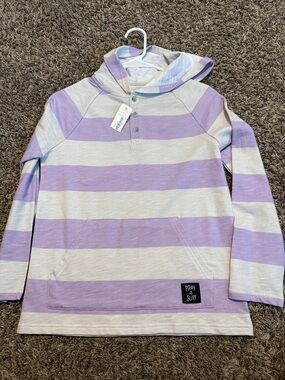 Gymboree Lavender and Cream Striped Hoodie Pullover